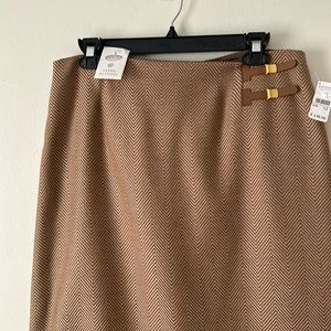 Talbots Brown Herringbone Midi Skirt